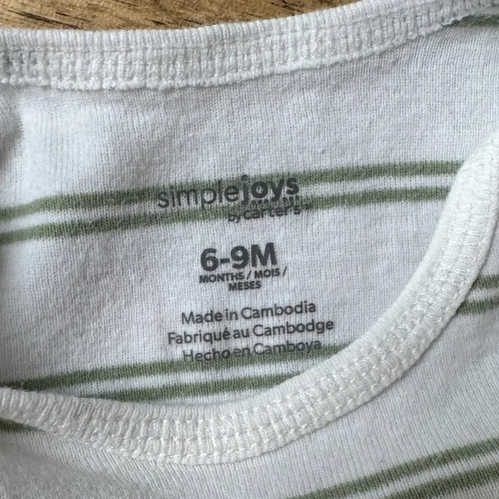 Carter's Simple Joys Baby Boy 4-Pack Bodysuits - Alligator & Safari - 6/9M